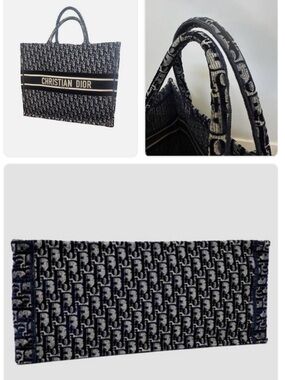 Dior Navy and Ivory Tote with Christian Dior Ribbon
